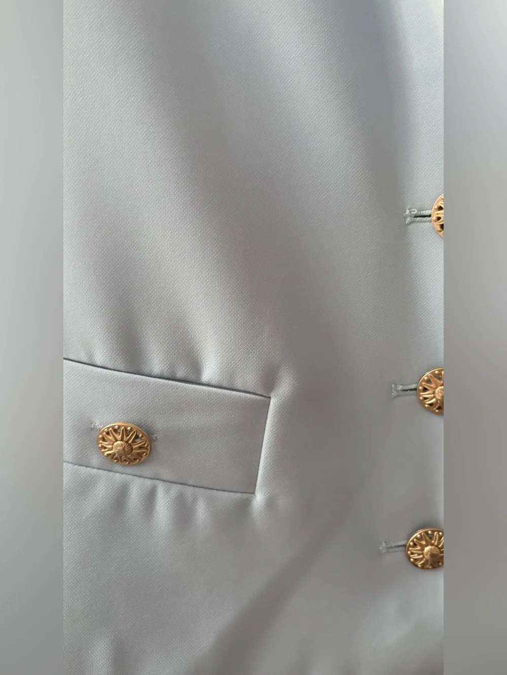 ESQUALO Pale Blue Cropped Blazer with Gold Buttons - Picture 12 of 13